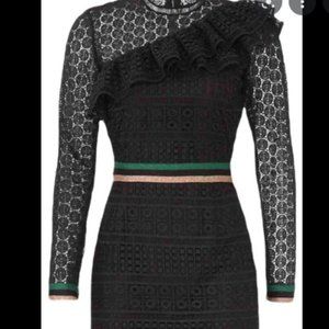 Saylor - long sleeve lace cocktail dress in GOLD